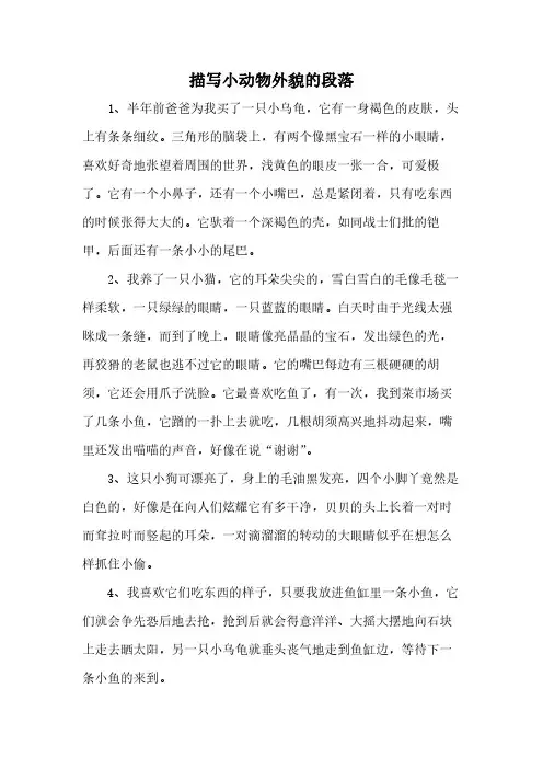 描写小动物外貌的段落