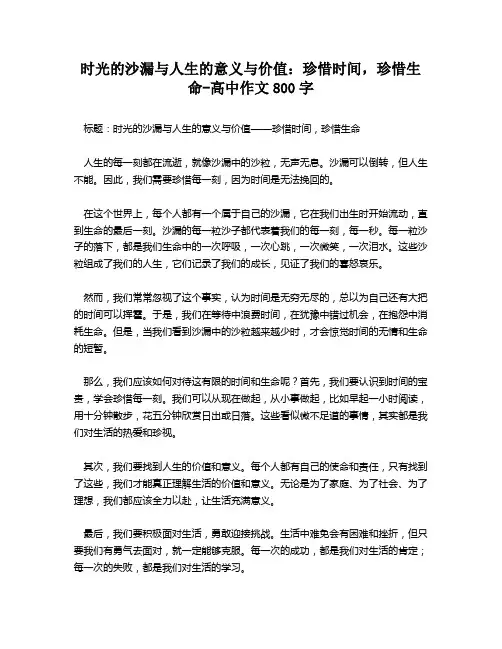 时光的沙漏与人生的意义与价值：珍惜时间,珍惜生命-高中作文800字