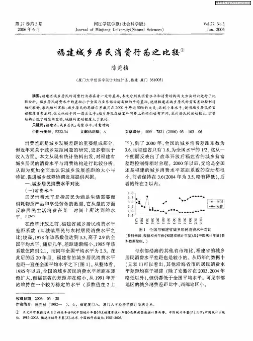 福建城乡居民消费行为之比较