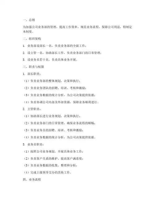 公司业务部管理制度可复制