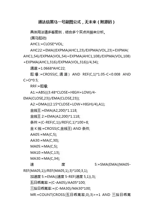 通达信黑马一号副图公式，无未来（附源码）