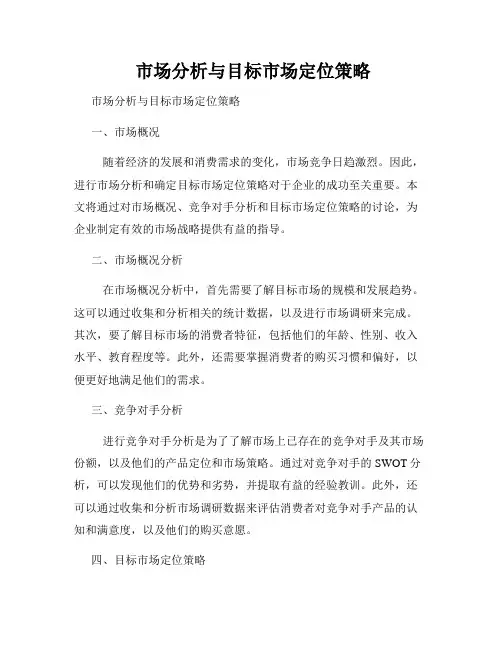  市场分析与目标市场定位策略