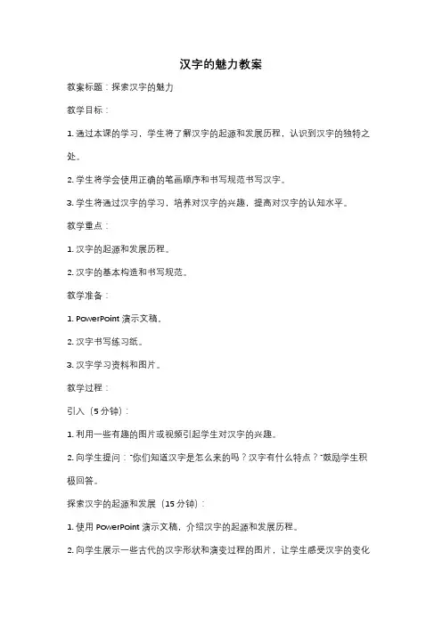 汉字的魅力教案