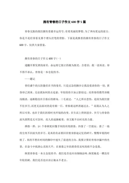 拥有青春的日子作文600字5篇