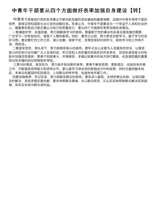中青年干部要从四个方面做好表率加强自身建设【转】