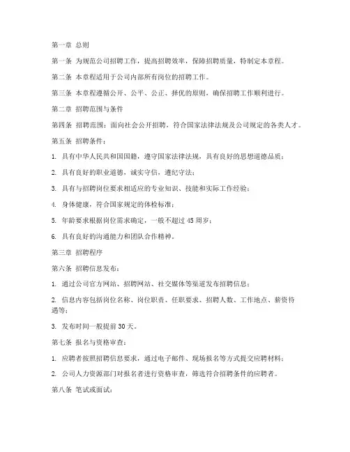 公司招聘章程模板范本
