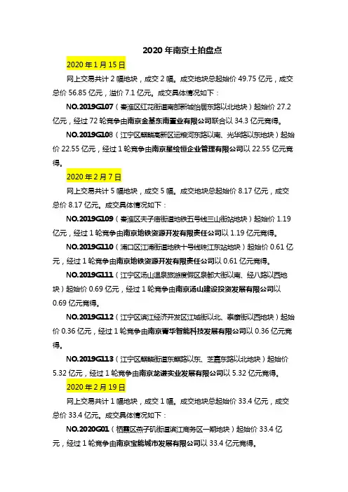 2020南京全年土拍年终汇总版