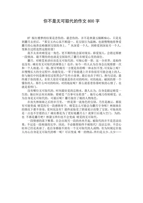 你不是无可取代的作文800字