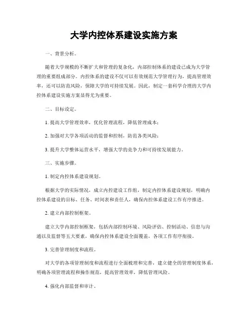 大学内控体系建设实施方案