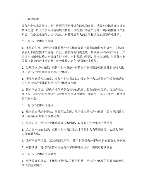 现代产业体系概念解释汇总