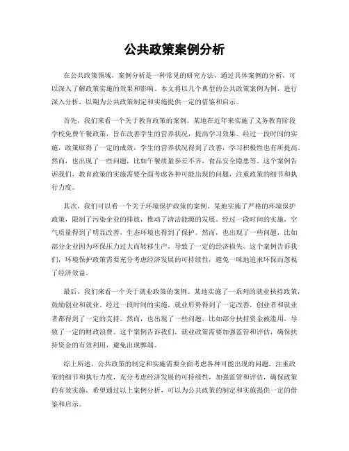 公共政策案例分析