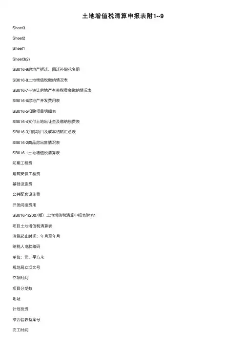 土地增值税清算申报表附1--9