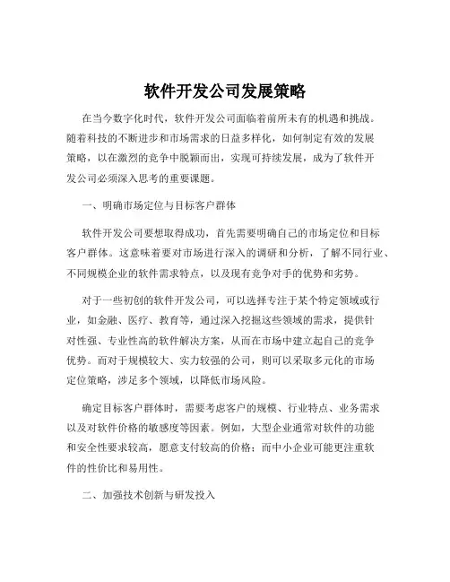 软件开发公司发展策略
