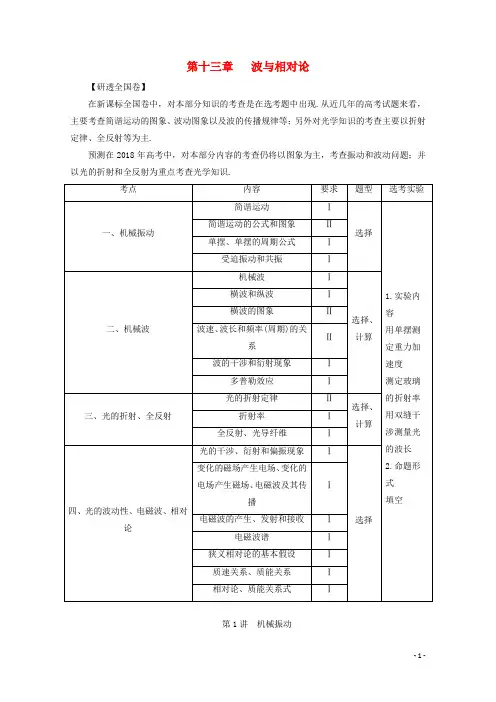 新课标2018版高考物理一轮复习第十三章波与相对论第1讲机械振动教案201709202163
