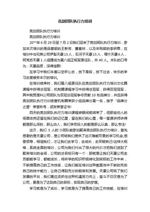亮剑团队执行力培训
