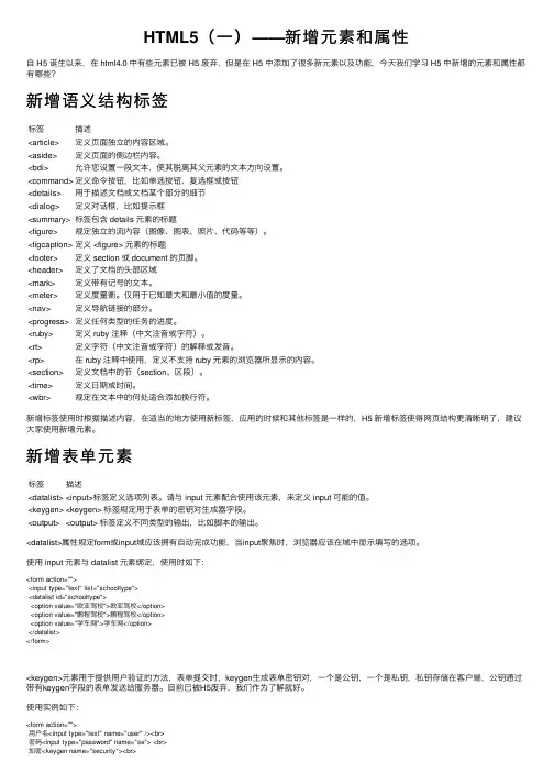 HTML5（一）——新增元素和属性