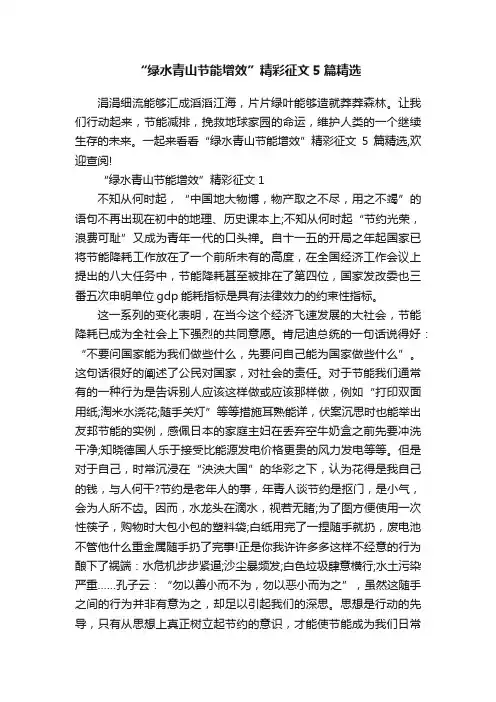 “绿水青山节能增效”精彩征文5篇精选