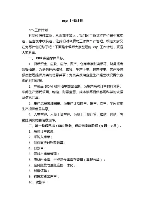 erp工作计划
