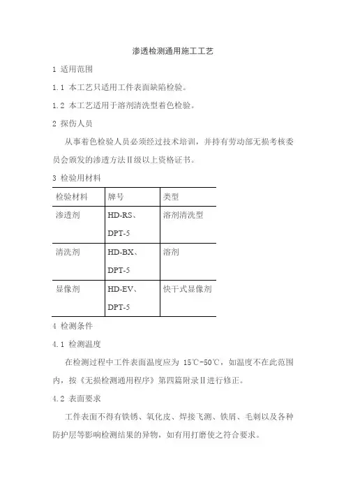 渗透检测方法