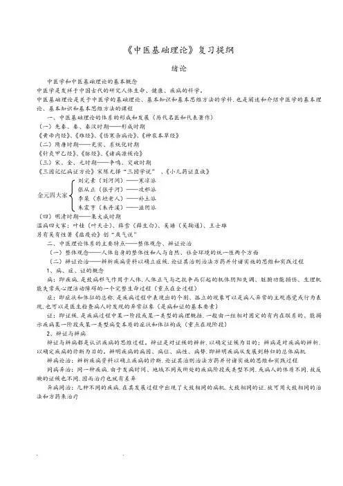 中医基础理论重点总结
