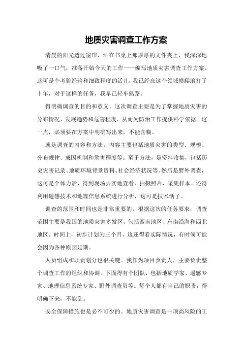 地质灾害调查工作方案