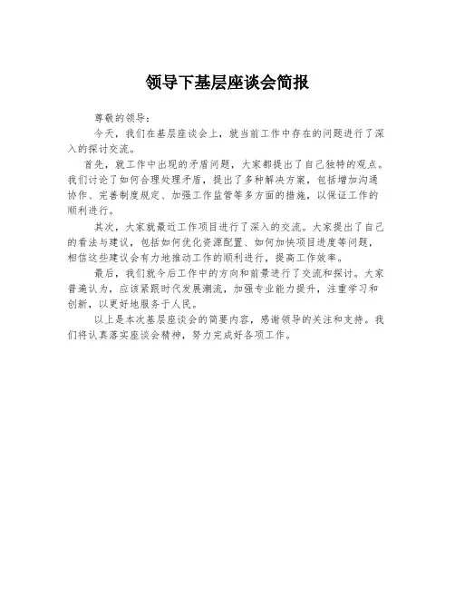 领导下基层座谈会简报