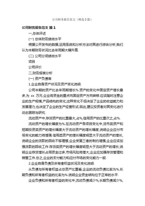 公司财务报告范文（精选3篇）