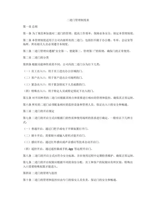 二道门管理制度表