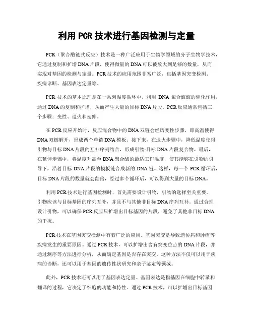 利用PCR技术进行基因检测与定量