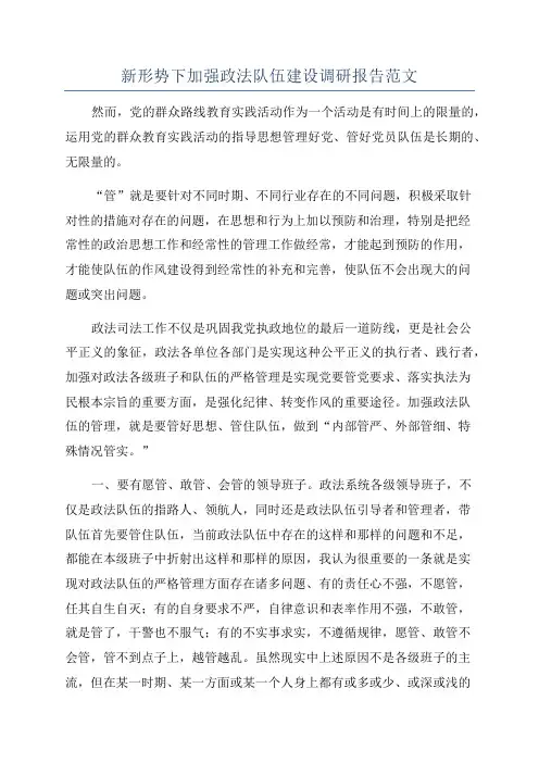 新形势下加强政法队伍建设调研报告范文