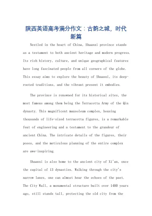 陕西英语高考满分作文