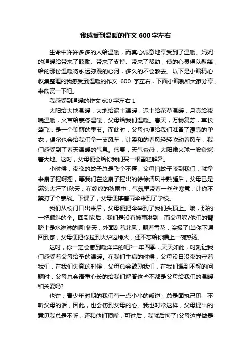 我感受到温暖的作文600字左右