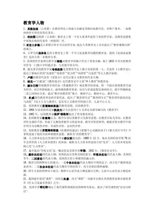 教育学人物——精选推荐