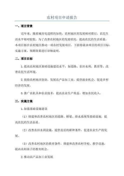 农村项目申请报告
