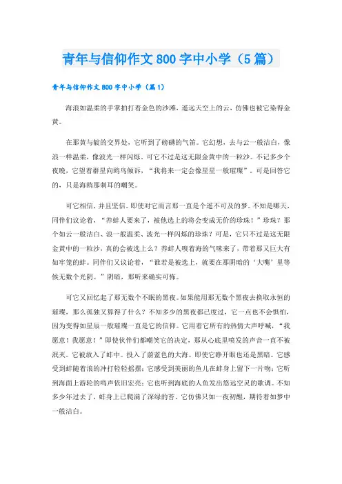 青年与信仰作文800字中小学(5篇)
