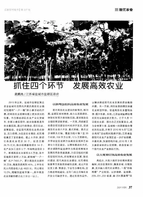 抓住四个环节  发展高效农业