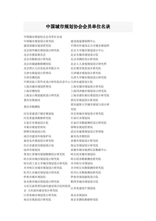 中国城市规划协会会员单位名录