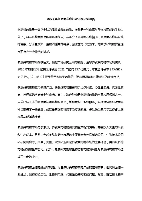 2023年多肽类药物行业市场研究报告
