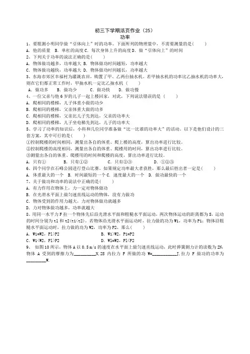 (五四制)九年级物理下学期活页作业(25)word版(2019~2020学年度)