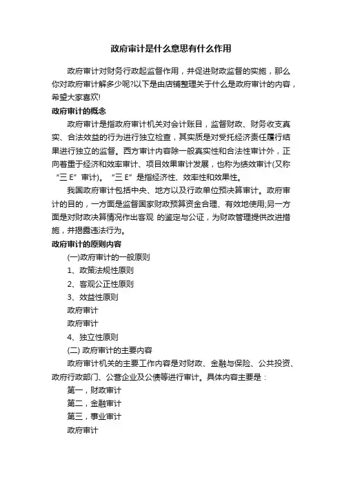 政府审计是什么意思有什么作用