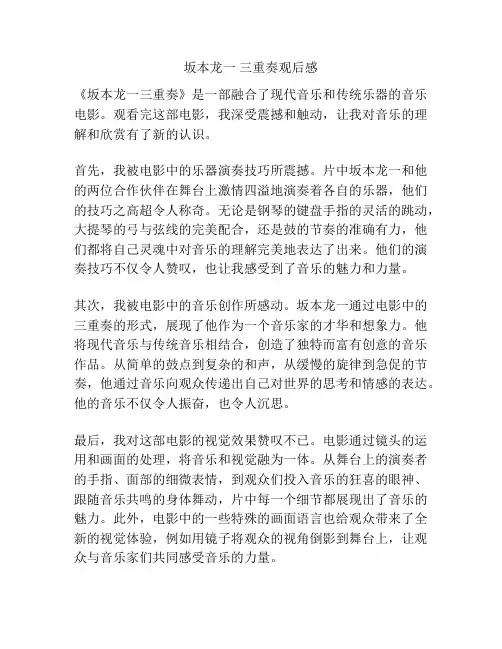 坂本龙一 三重奏观后感