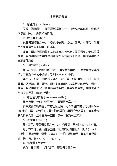 体育舞蹈分类