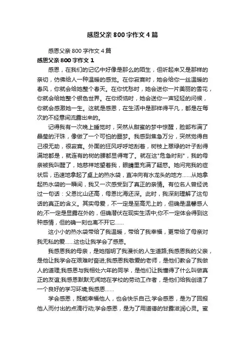 感恩父亲800字作文4篇