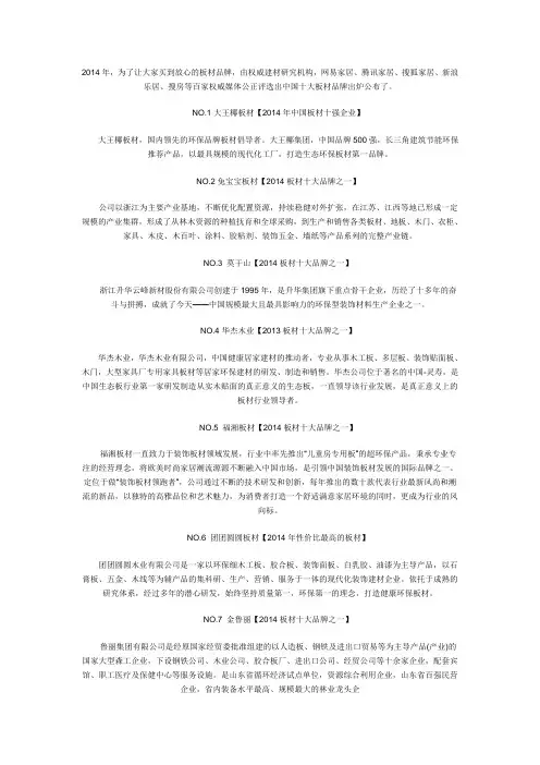 中国生态板十大品牌