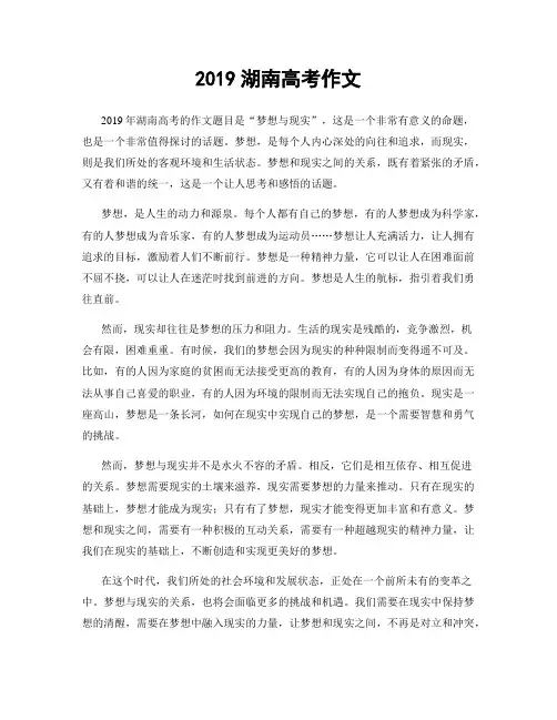 2019湖南高考作文