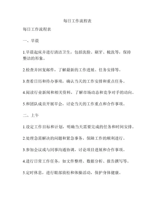 每日工作流程表