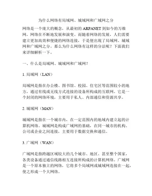 为什么网络有局域网、城域网和广域网之分
