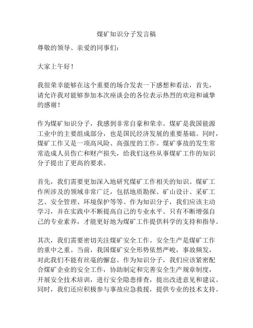 煤矿知识分子发言稿