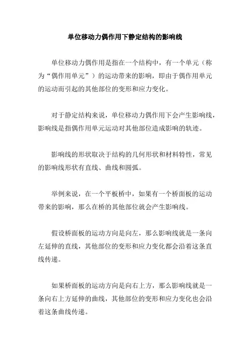 单位移动力偶作用下静定结构的影响线