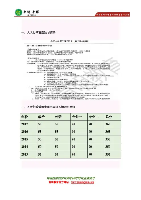 中国人民大学行管考研专业课复习方法和技巧以及考研复试4四大切入点pdf